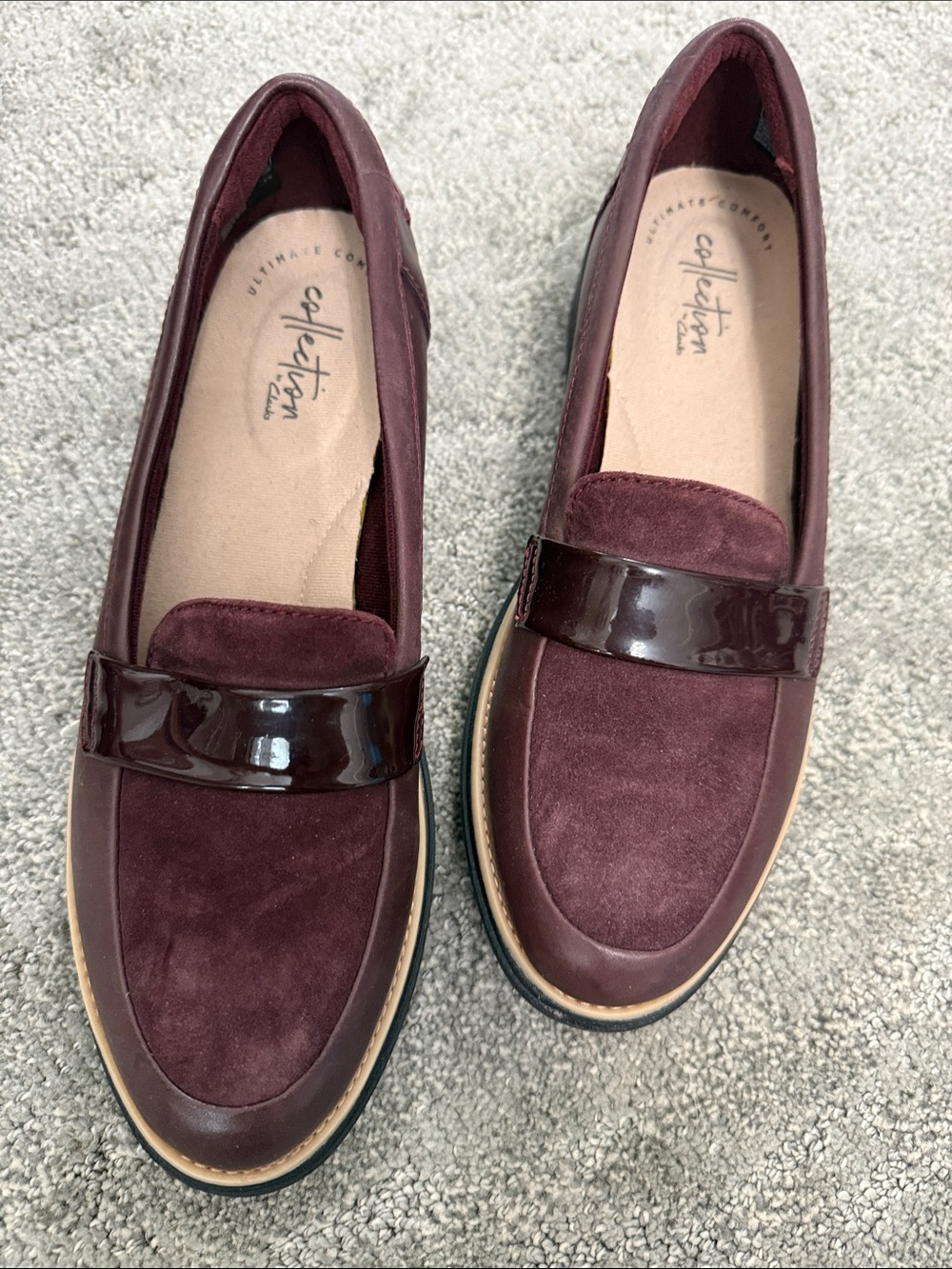 Collection B Women's Burgundy Suede & Patent Loafers